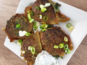 Spinazie courgette pannenkoekjes